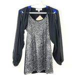 Badgley Mischka American Glamour Women Small Sequin Split Sleeve Blouse Black Photo 1