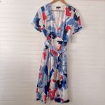 Alfani  Women's Petite Printed Wrap Dress Blue Soft Blooms Size 10P NWT Photo 1