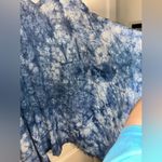 Ellen Tracy Blue Tie Dye Cardigan Pull Over Poncho Styled Fringe One Size Photo 8