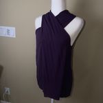 Michael Stars Deep Purple Cross Wrap Neck Sleeveless Knit Top One Size Photo 2