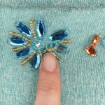 Free People  Womens Teal Beaded Embellished Long Sleeve Wool Cardigan Extra Small Photo 8