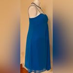Alfred Angelo Marine Blue Sheer Baby Doll/Shift Midi Dress Sz 10 Draped … Photo 8
