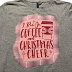 Handmade Unique Holiday Christmas Gray Sweatshirt I Run on Coffee and Christmas Cheer M L Photo 1