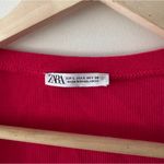 ZARA  Hot Pink Ribbed One Button Cropped Cardigan Photo 4