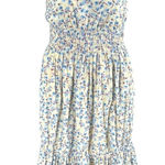 Something Navy Women's Floral Maxi Dress Cream Blue Size XL Sleeveless Tiered Photo 0