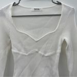 Showpo Keeren Long Sleeve‎ Sweetheart Neck Knit Bodysuit in Ivory Size 6 White Photo 3