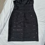 Carmen Marc Valvo Sequin Embellished Black Bandage Strapless Dress sz M Photo 9