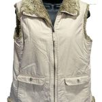 Old Navy Beige Fur Vest Zip Up Sleeveless Size Medium Pockets Photo 0