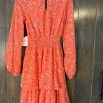 Japna Coral Floral Long Sleeve Wrap Dress with Ruffle Hem Romantic Spring‎ Style E27 Photo 7
