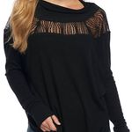 Free People Spring Valley Lace Trim Tunic Top - Black - Small Photo 5