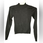 Black Ribbed Fitted Long Sleeve Blouse Photo 0