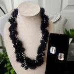 Unique Vintage  Real Fur 3 Strand Necklace Earrings Set Photo 1