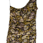 ZARA  dress One-Shoulder Floral  Black gold Purple ruched medium NEW Photo 0