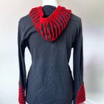 Nepal Hoodie M Black Red Floral Appliqué Patchwork Zip Cotton Festival Boho Size M Photo 2