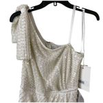 Mac Duggal  Pearl Embellished Soft Tie One Shoulder White Evening Dress Gown sz 8 Photo 5