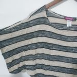 Say What? Say What? LJ Black Tan Striped Tie Back Top Photo 4