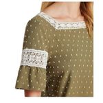 Maeve NWT Anthropologie  Square Neck‎ Lace Trimmed Blouse Top Green Size Small Photo 2