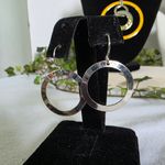 Boutique Silver Choker Necklace with Orange Enamel Circle Pendant and Earrings Set Photo 5