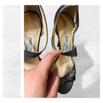 Jimmy Choo Tyne Anthractive Asymmetrical Gunmetal Glitter Heel Sandals Photo 6