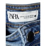 ZARA  Women's‎ Size 10 High Rise Wide Leg Cropped Denim Jeans Frayed Hem Blue Photo 2