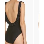 J.Crew  Black Ruffle Shoulder Scoop Neck 1 Piece Swim Bathing Suit 2 Photo 1