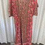 Boemo Bohemian Kaftan Floral Button Down Drawstring Tassel Midi Maxi Dress M Size M Photo 3