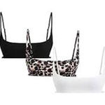 SEXY Comfy Loungewear Bralettes Set of 3 White Black Leopard Size XS Crop Top Photo 0