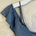Michael Stars Anthropologie  Denim ruffled open shoulder jumpsuit‎ size small Photo 4