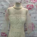 Little Mistress  ASOS Women's Sheer Sleeves Laced Mini Formal Dress Cream Size 6 Photo 4