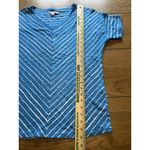 Chico's Linen Stripe V-Neck SS T-Shirt Womens 0 (S) Tropical Jade Beach Travel Photo 3