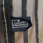 Vintage Scarf Black Sheer Stripes Gold Thread Women Elegant Dressy Retro Nylon Photo 3