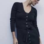 ZARA Black Long Knit Dress with Pockets Photo 3