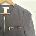 H & M | Charcoal Gray Tweed Jacket Coat Blazer with Gold Details | Size 6 Photo 1
