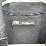 ZARA  Washed Black Denim Button Front Collar Short Sleeve Denim Above Knee Dress Photo 8