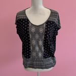 Lucky Brand Black White Cap Sleeve Top Size Large Photo 1