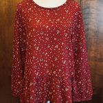 Orange Creek Flowy Burgundy Floral Blouse Photo 0