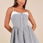 Lulus  - Amarilis Black and White Gingham Button Front Mini Dress  Photo 0