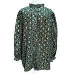 NEW Green Gold Polka Dot Size XL Womens Ruffle High Neck Long Sleeve Blouse Photo 4