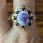 Utah Tiffany Stone Red Garnet Sterling Silver Cocktail Ring Size 9 Purple Photo 0