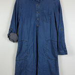 J. Jill Denim Tencel Shirt Dress S Petite Dark Wash Convertible Sleeves Pockets Blue Size undefined Photo 0