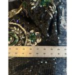 Scala  Beades/Sequin Pure Silk Blouse Black Green Gold Vintage Size Larg Photo 6