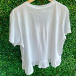 Bobi  - White Short Sleeved T-Shirt | Slight Crop - Ruffle Hem - NWT - Cotton -XL Photo 5