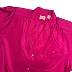 Liz Claiborne Vintage Fuchsia Satin Blouse Long Sleeve Button Up V-neck Size 6 Photo 1
