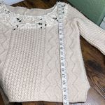 Free People  Cream Cable Knit Wool Blend Sweater Lace Photo 4