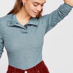 Free People We the Free Purple Waffle Knot Mockneck Button Henley Top Photo 6