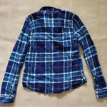 Abercrombie & Fitch New York Flannel Plaid Button Down Shirt Navy Blue Large Photo 1