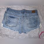 American Eagle Blue Distressed Shorts with Lace Details Size 8  Photo 5