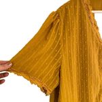 Plus size blouse 3XL mustard color lined textured short sleeve Gold Photo 2