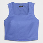 Banana Republic  WOMENS LINEN BLEND SQUARE NECK TANK BLOUSE BLUE NEW LARGE Photo 0