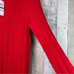 Maison Jules Large Red Long Sleeve Red & White Sweater Ribbed w/Scallop Neckline Photo 3